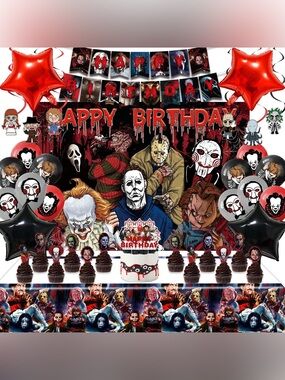 Horror Movie Characters Birthday Party Decoration Set- Red & Black (652578)